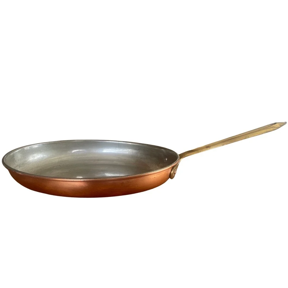 Vintage COP Made in Portugal Copper Oval Au Gratin Pan | Brass Handle | 10